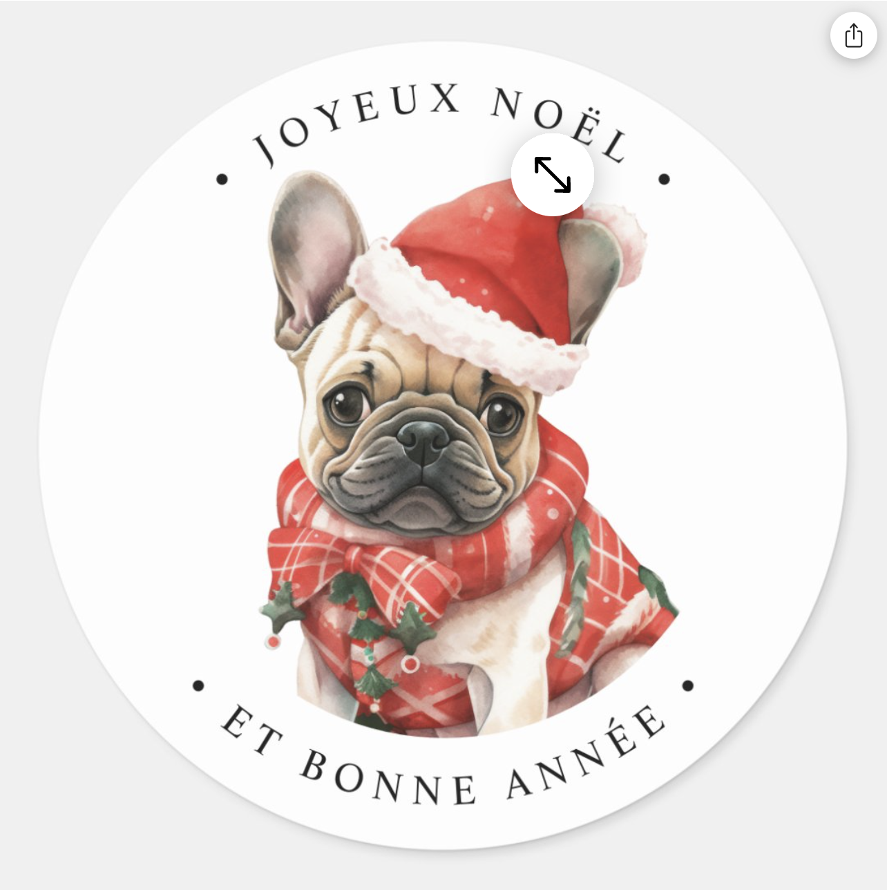 Sticker Rond Chien - Joyeux Noël et bonne année